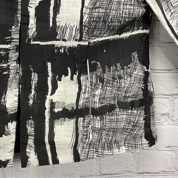 Chico's Linen Blend Blazer Women's Size 1 (S/8) Black/White Abstract Lightweight - Picture 4 of 11